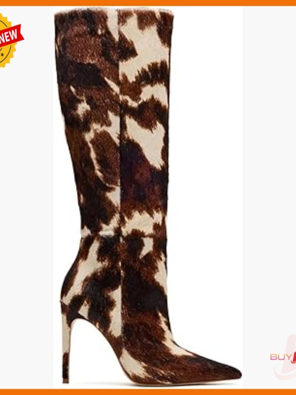 Knee High Boots Pointed Toe Stiletto Heel Faux Fur Side Zipper Dressy